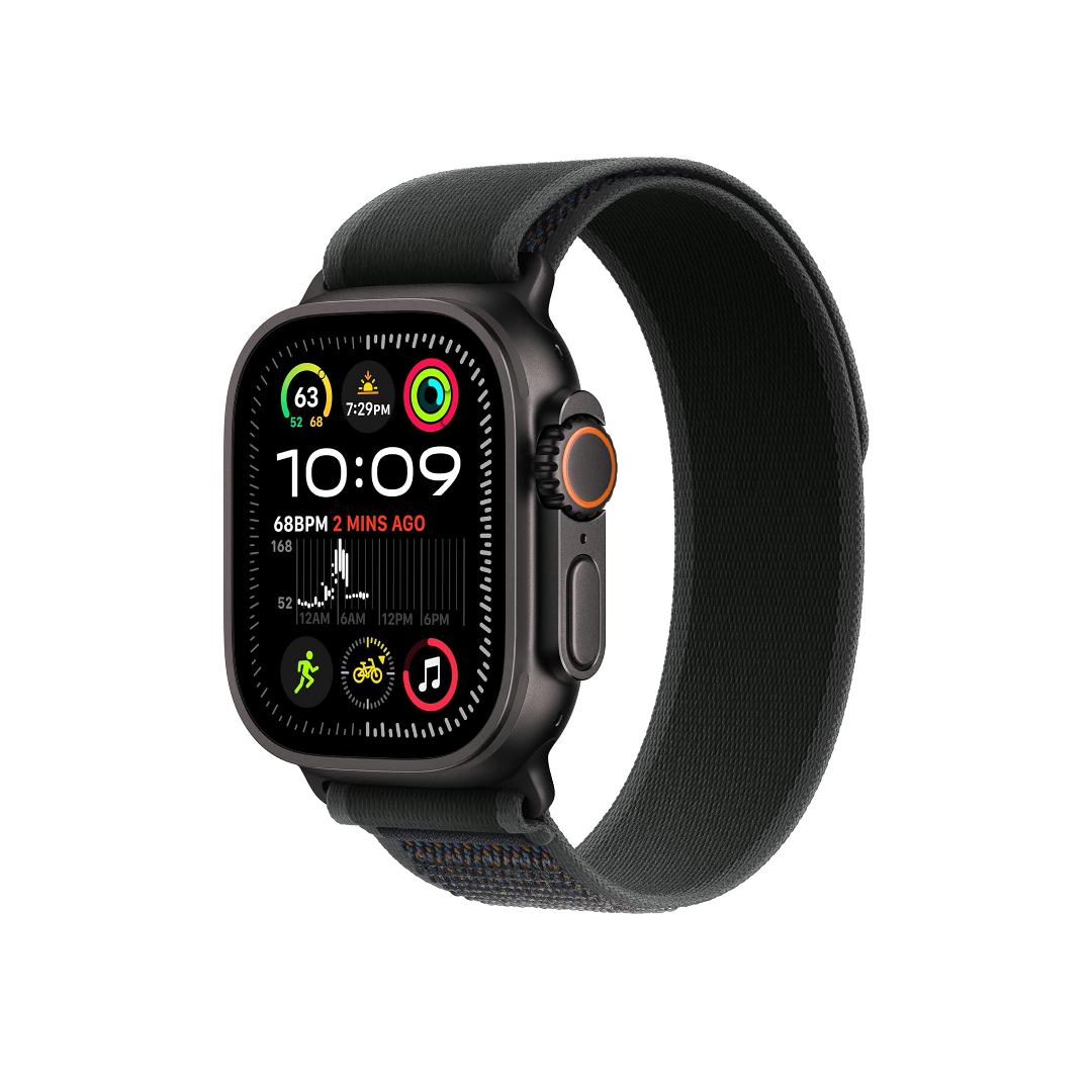 USED Apple Watch Ultra 2 GPS + Cellular 49mm with Black Rugged Titanium Case with Black Trail Loop - M/L. Fitness Tracker, Precision GPS, Extra-Long Battery Life, Carbon Neutral